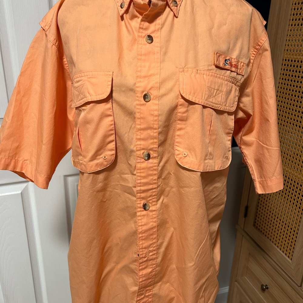 Men's Orange Short Sleeve Shirt 🕶️👓 sportsman shirt 🎣